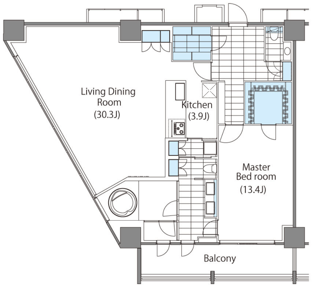 コンフォリア新宿イーストサイドタワーのジャグジー付き住戸の間取り図