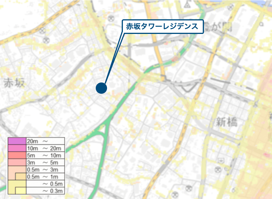 赤坂タワーレジデンス周辺のハザードマップ