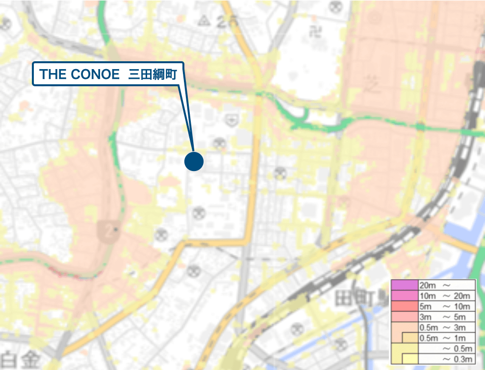THE CONOE三田綱町周辺野ハザードマップ