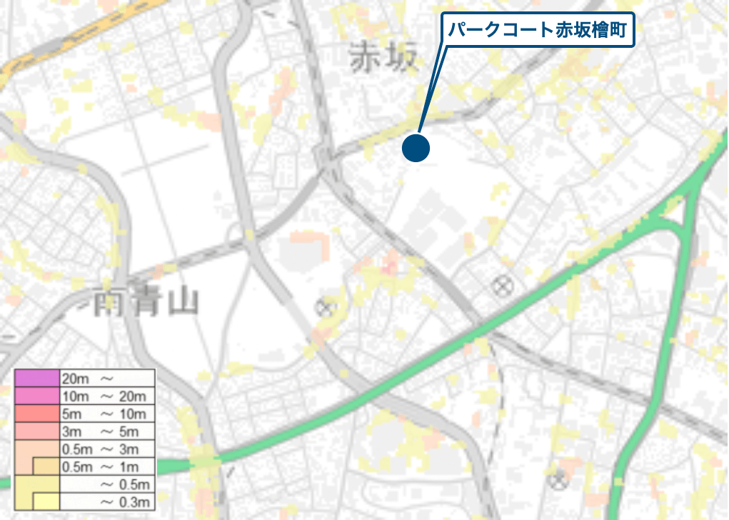 パークコート赤坂檜町周辺のハザードマップ