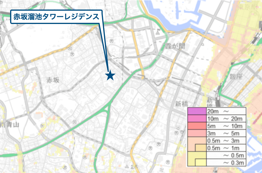 赤坂溜池タワーレジデンスのハザードマップ
