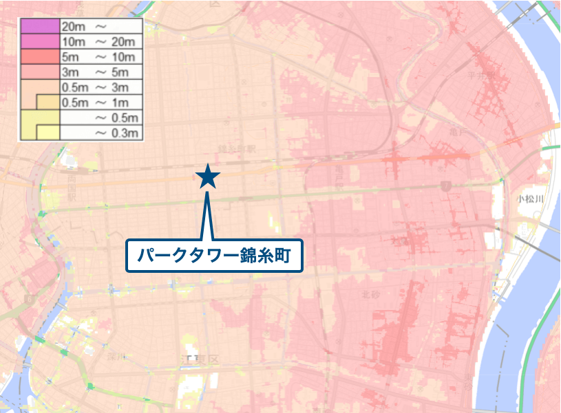 パークタワー錦糸町のハザードマップ