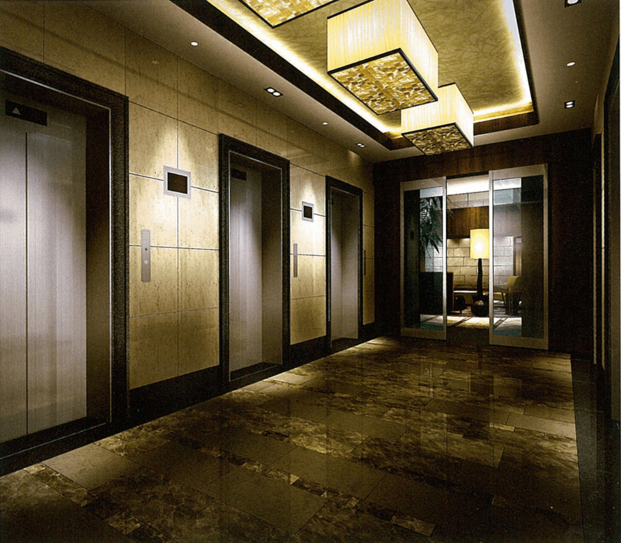 パークシティ豊洲のエレベーターホール