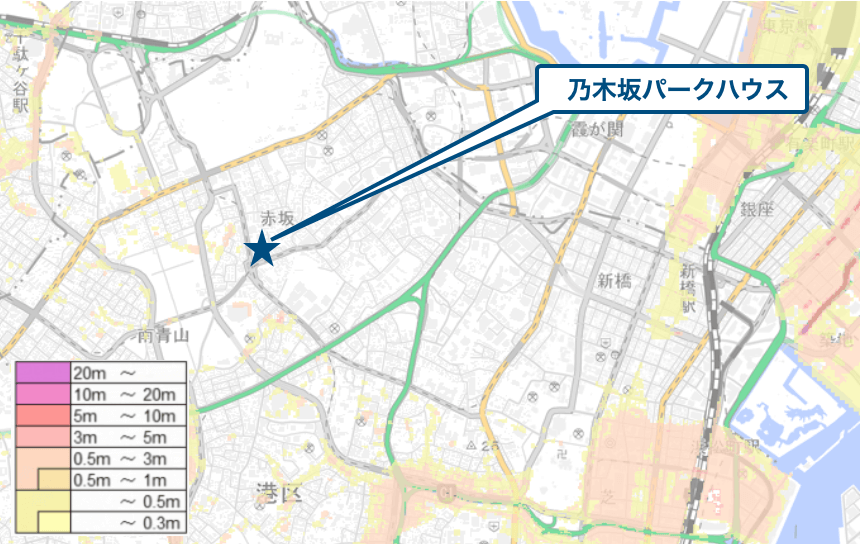 乃木坂パークハウスのハザードマップ