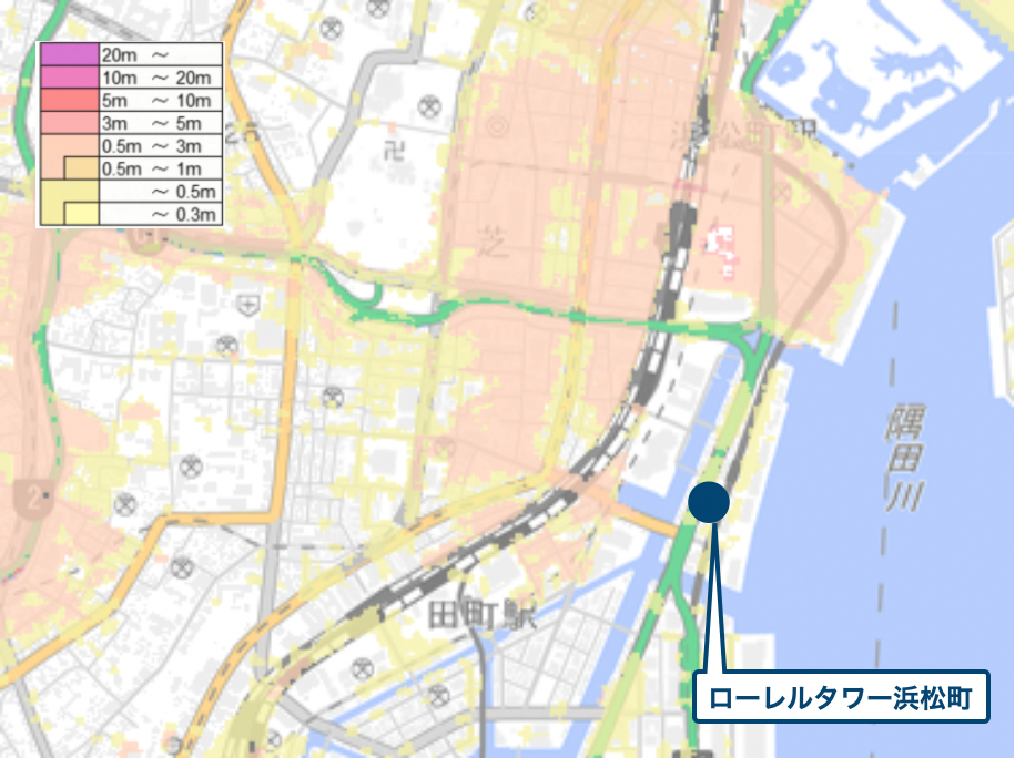 ローレルタワー浜松町周辺のハザードマップ