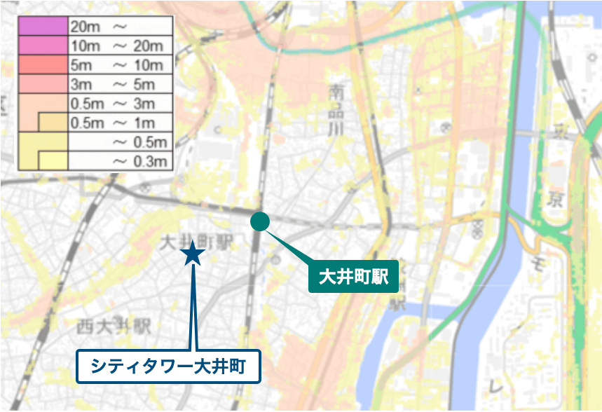シティタワー大井町周辺のハザードマップ