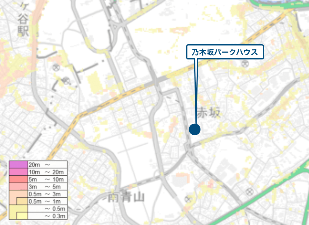 乃木坂パークハウス周辺のハザードマップ