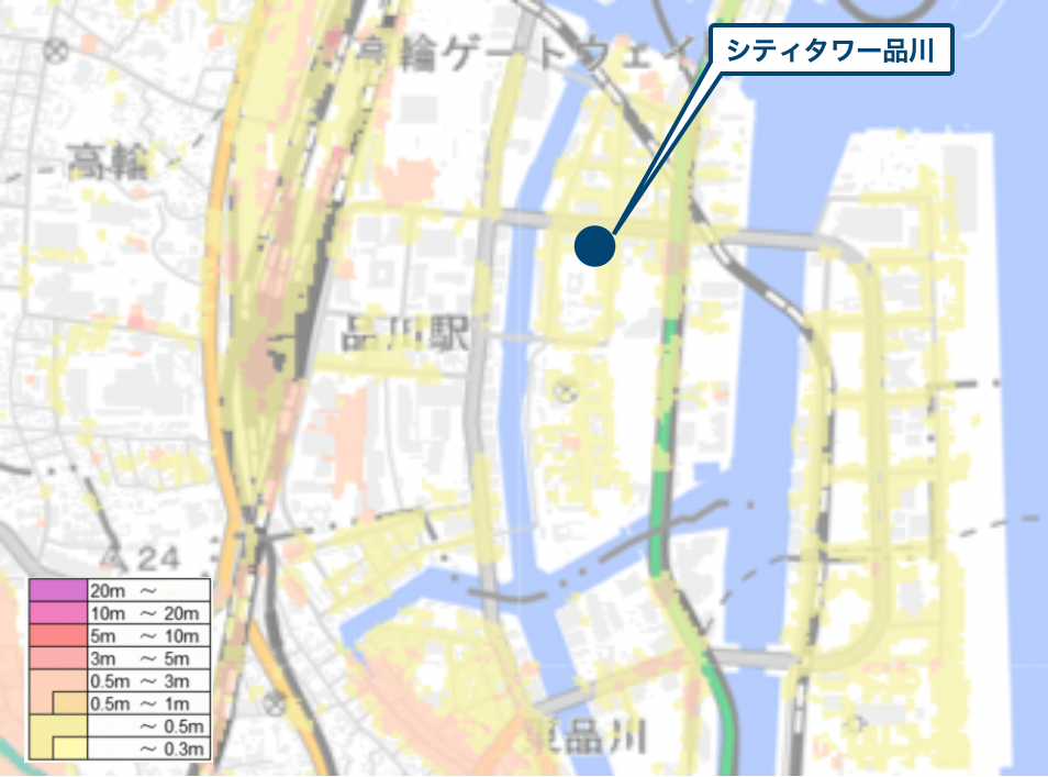 シティタワー品川周辺のハザードマップ