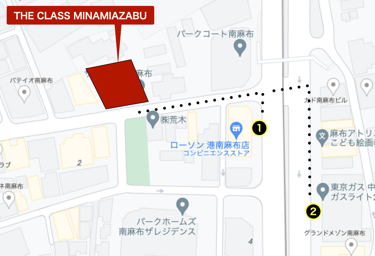 マンション周辺のバス停を示したマップ