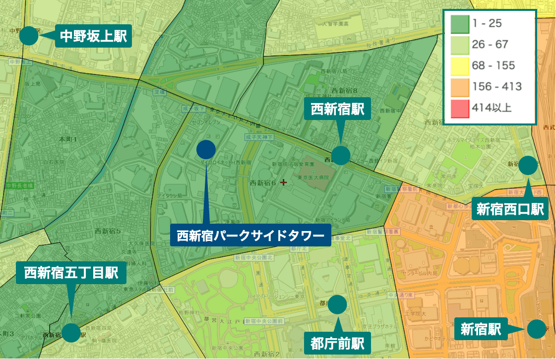 西新宿パークサイドタワー周辺の治安