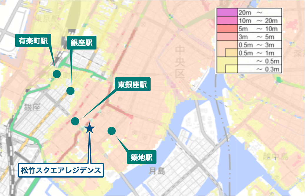 松竹スクエアレジデンスのハザードマップ