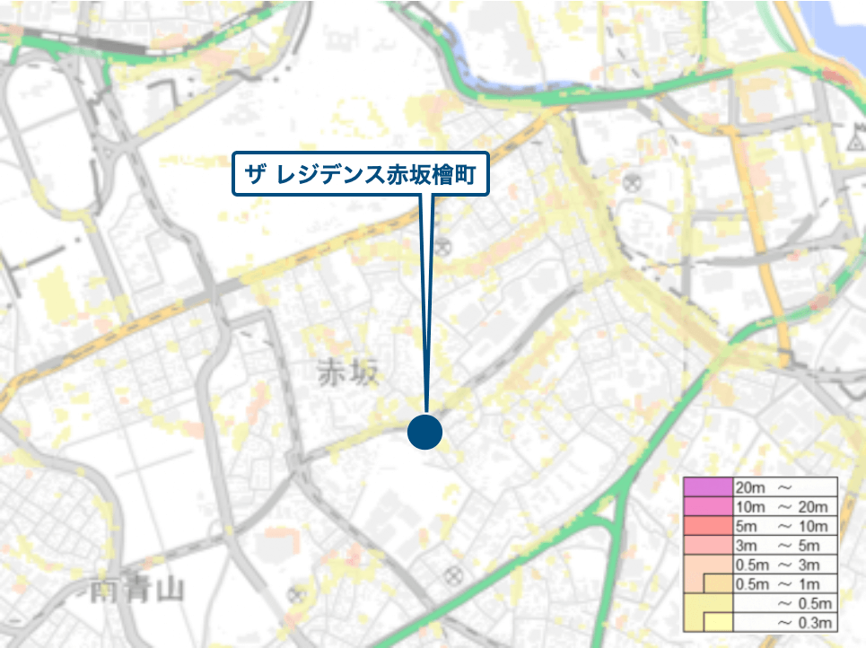 ザ レジデンス赤坂檜町周辺のハザードマップ