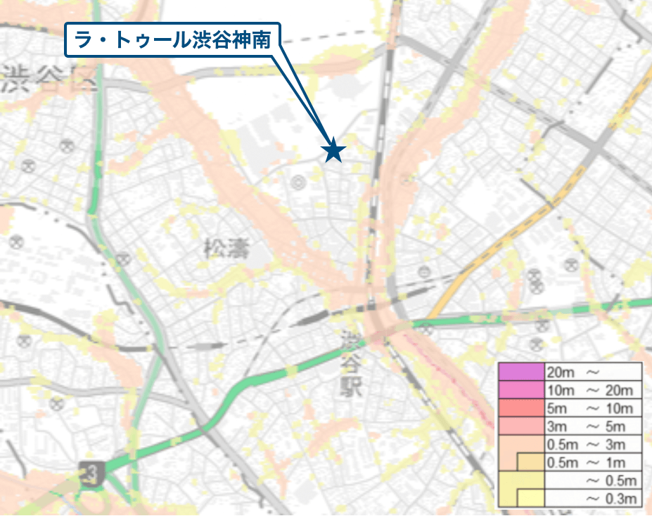 ラ・トゥール渋谷神南周辺のハザードマップ