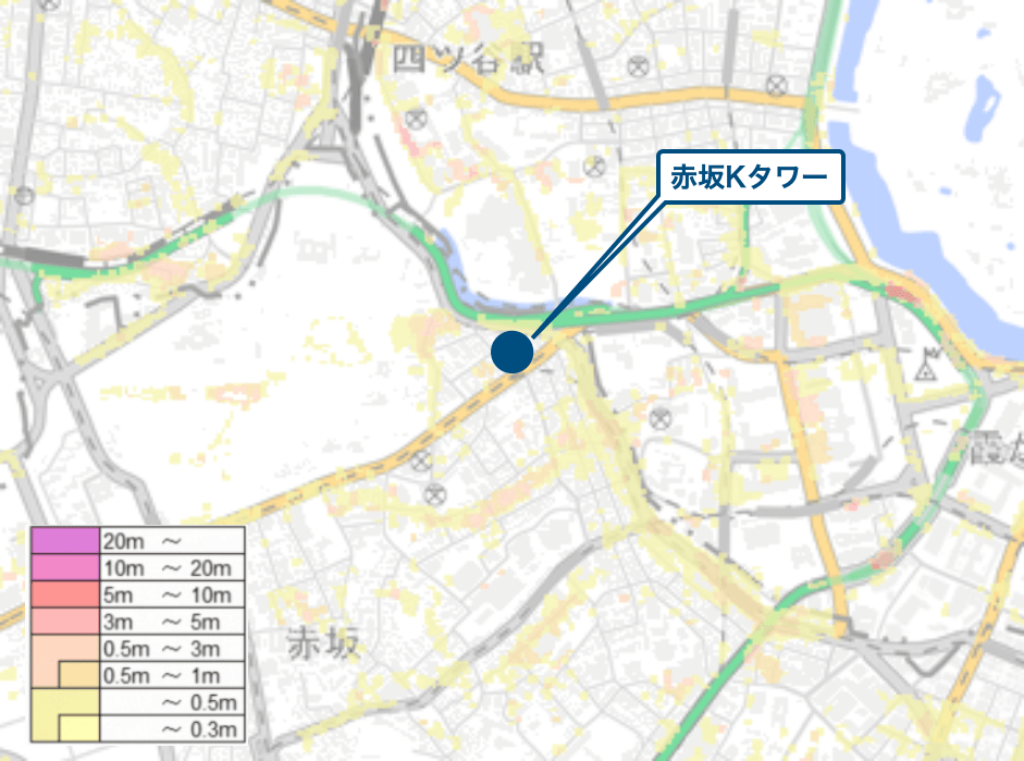赤坂Kタワー周辺のハザードマップ