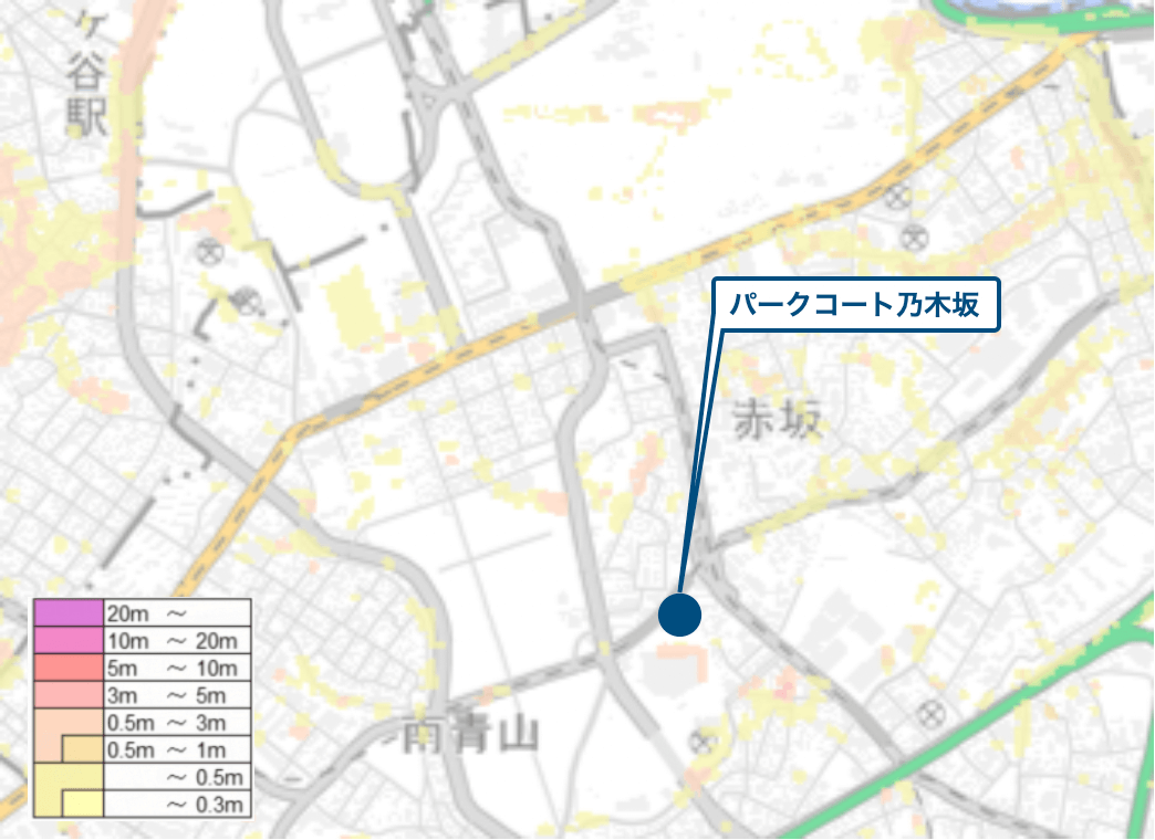 パークコート乃木坂周辺のハザードマップ