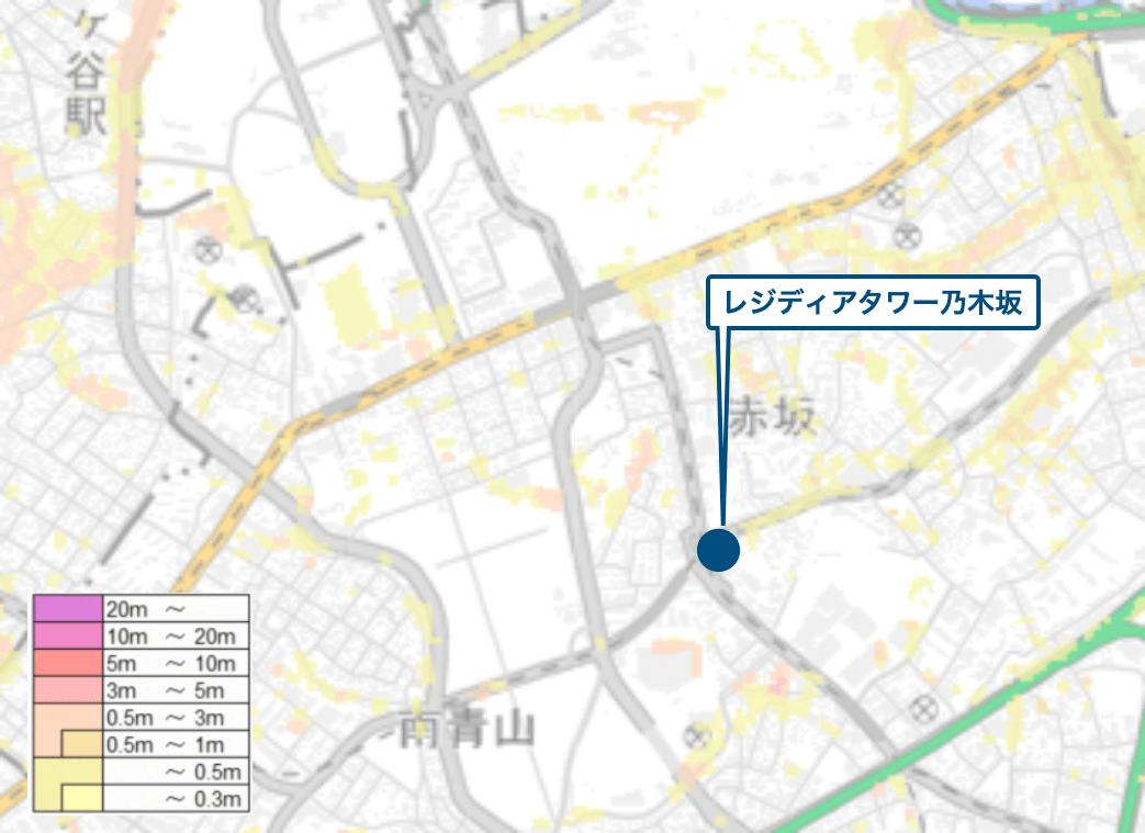 レジディアタワー乃木坂周辺のハザードマップ