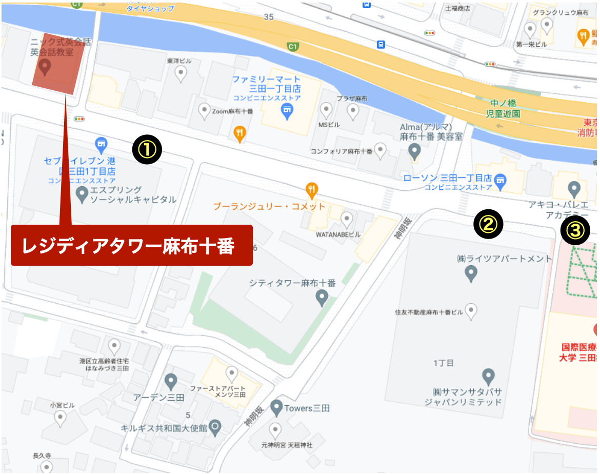バス停を記したGoogleマップ