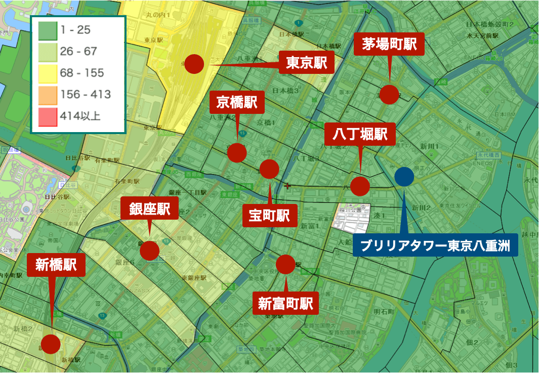 ブリリアタワー東京八重洲周辺の治安