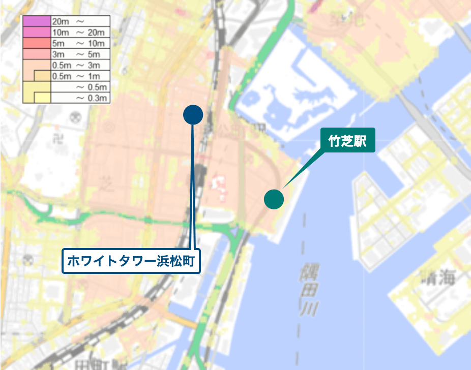 ホワイトタワー浜松町周辺のハザードマップ