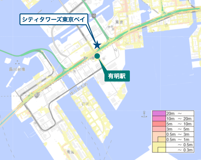 シティタワーズ東京ベイ周辺のハザードマップ