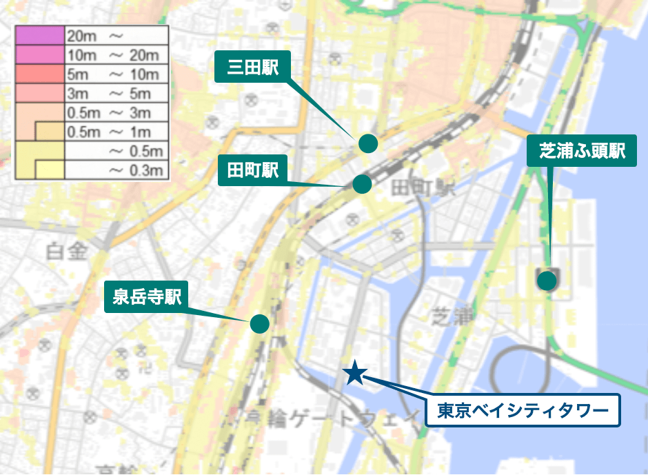 東京ベイシティタワー周辺のハザードマップ