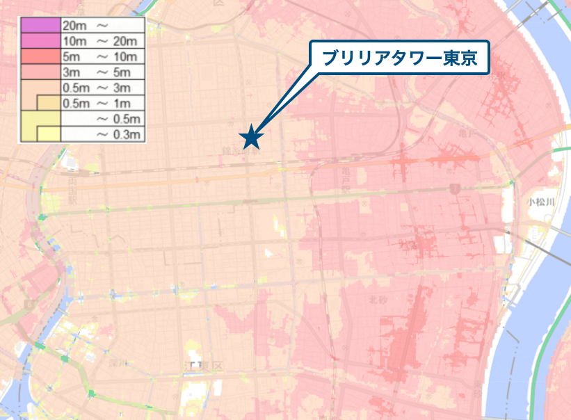 ブリリアタワー東京周辺のハザードマップ