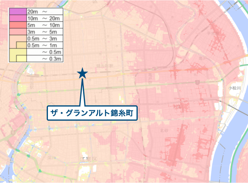 ザ・グランアルト錦糸町周辺のハザードマップ