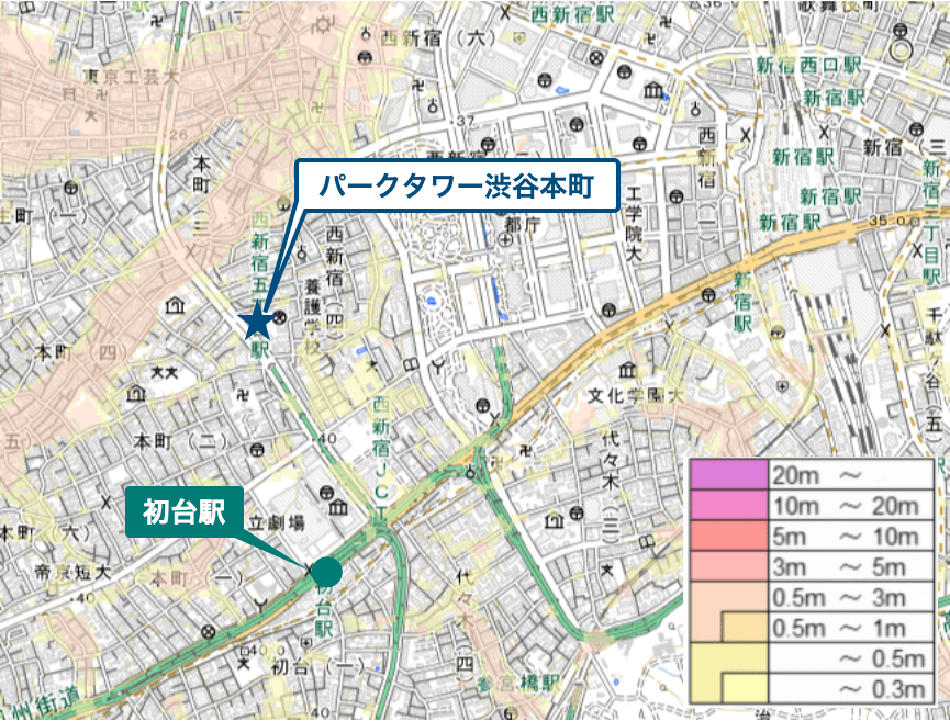 パークタワー渋谷本町周辺のハザードマップ