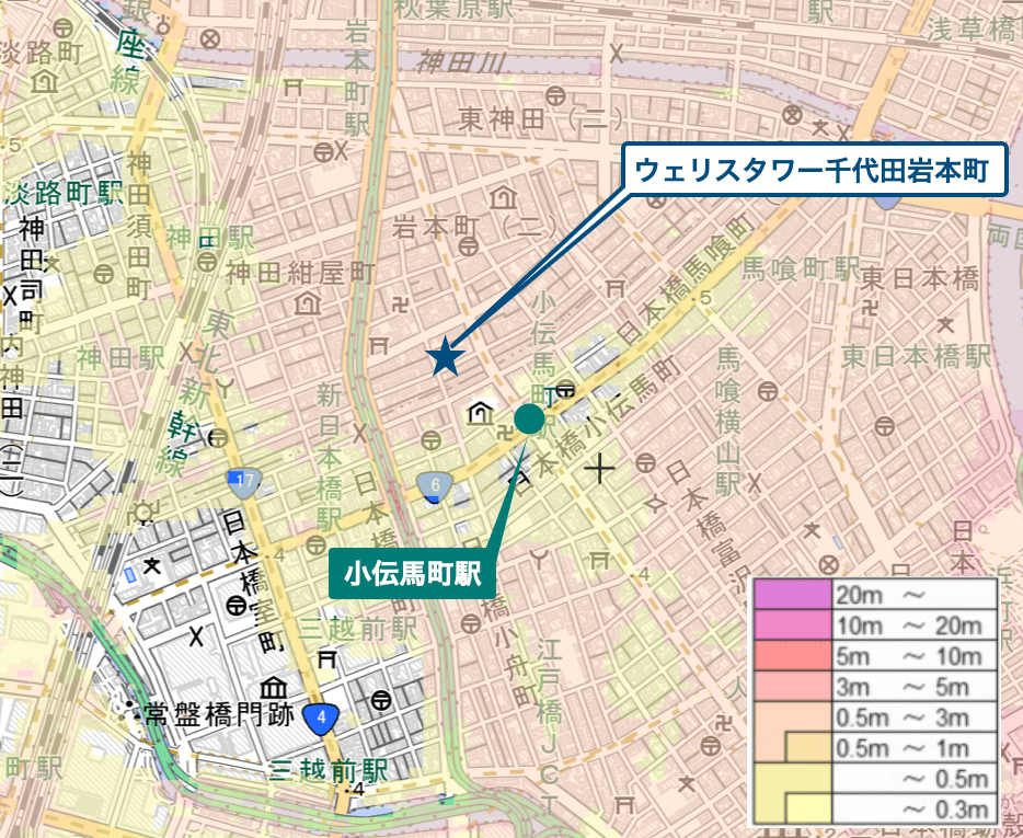 ウェリスタワー千代田岩本町周辺のハザードマップ