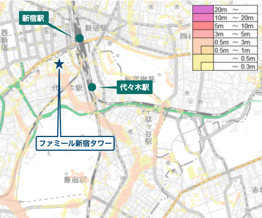 ファミール新宿タワー周辺のハザードマップ