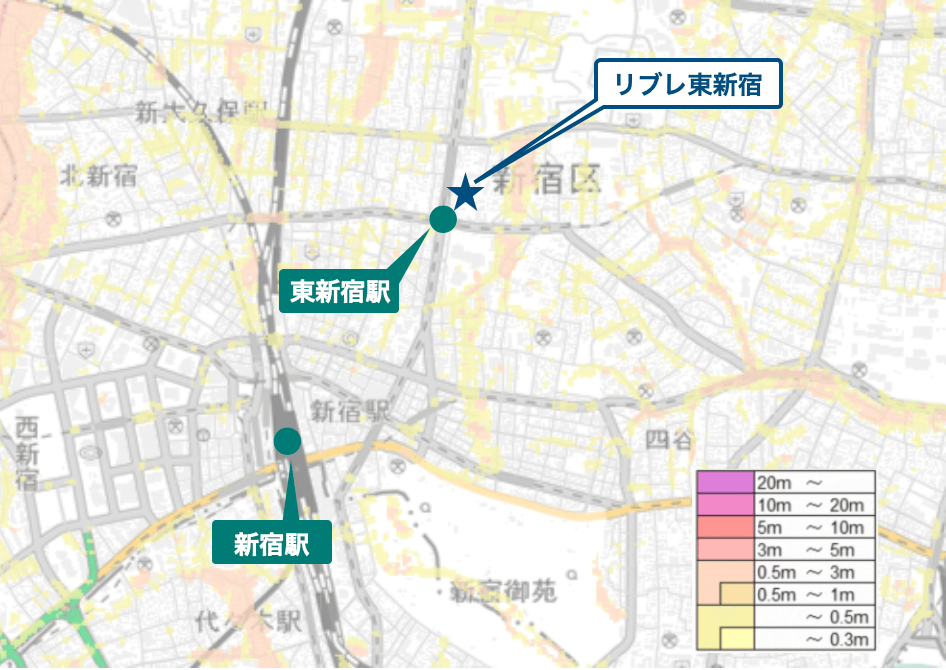 リブレ東新宿周辺のハザードマップ