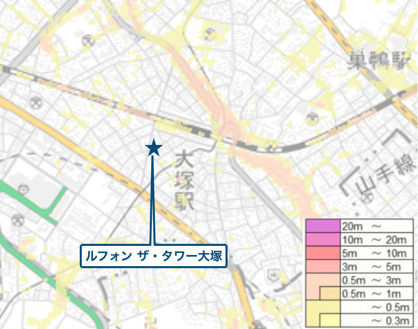 ルフォン ザ・タワー大塚周辺のハザードマップ