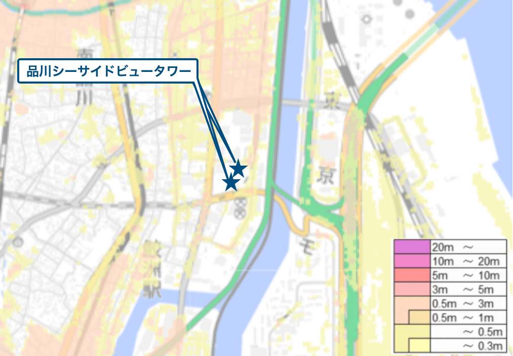 品川シーサイドビュータワー周辺のハザードマップ