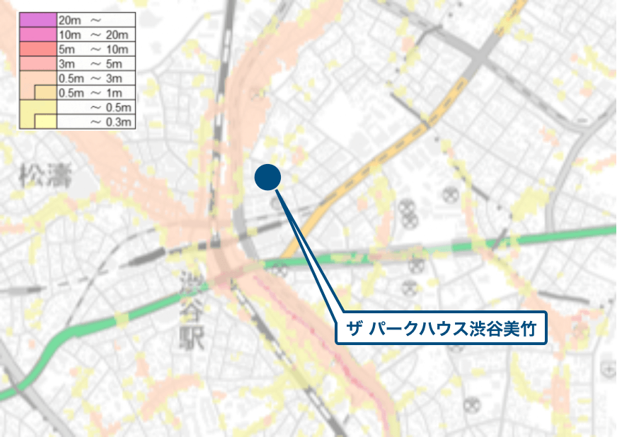 ザ パークハウス渋谷美竹周辺のハザードマップ