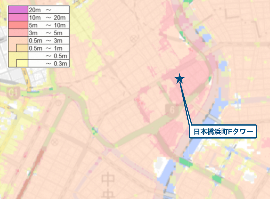 日本橋浜町Fタワー周辺のハザードマップ
