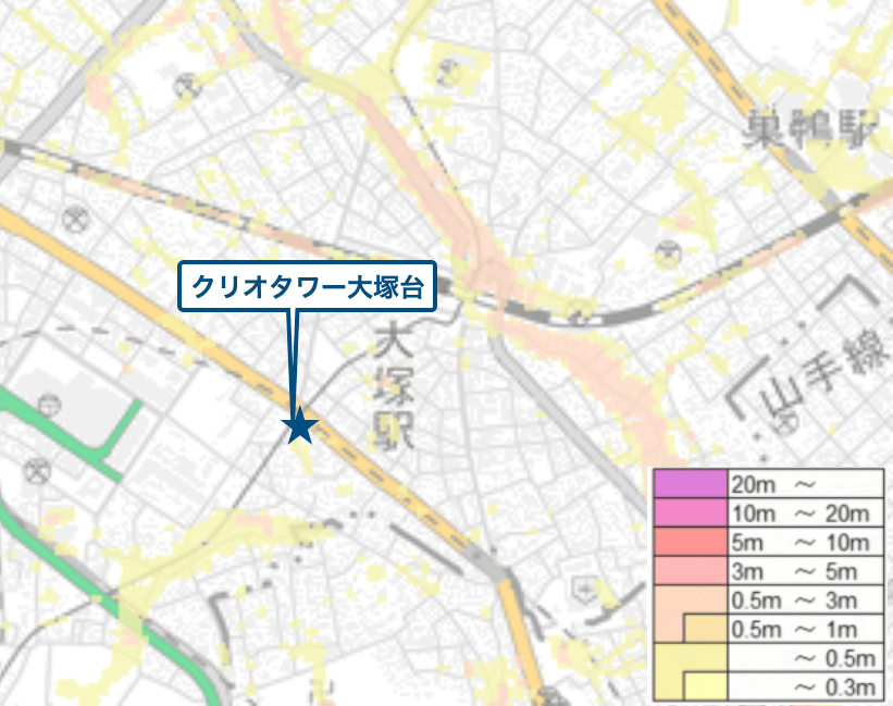 クリオタワー大塚台周辺のハザードマップ