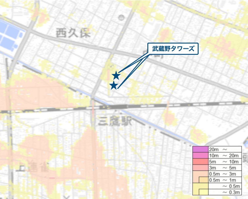 武蔵野タワーズ周辺のハザードマップ