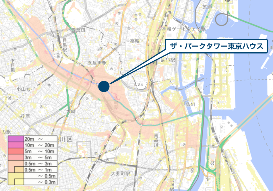 ザ・パークタワー東京サウス周辺のハザードマップ