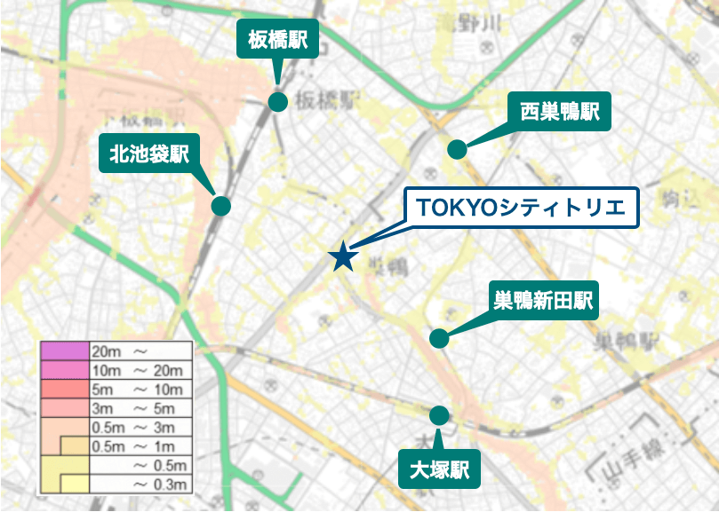 TOKYOシティトリエ周辺のハザードマップ
