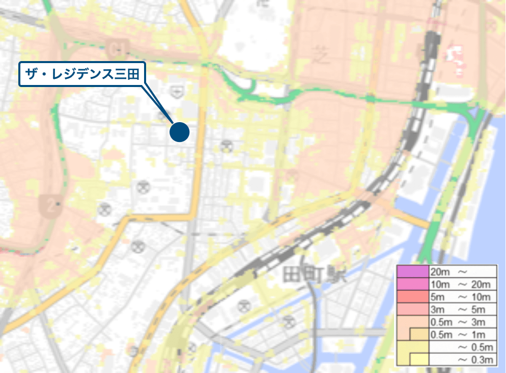 ザ・レジデンス三田周辺のハザードマップ